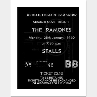 Ramones/The Boys Glasgow Apollo 28th January 1980 UK Tour Ticket Repro Posters and Art